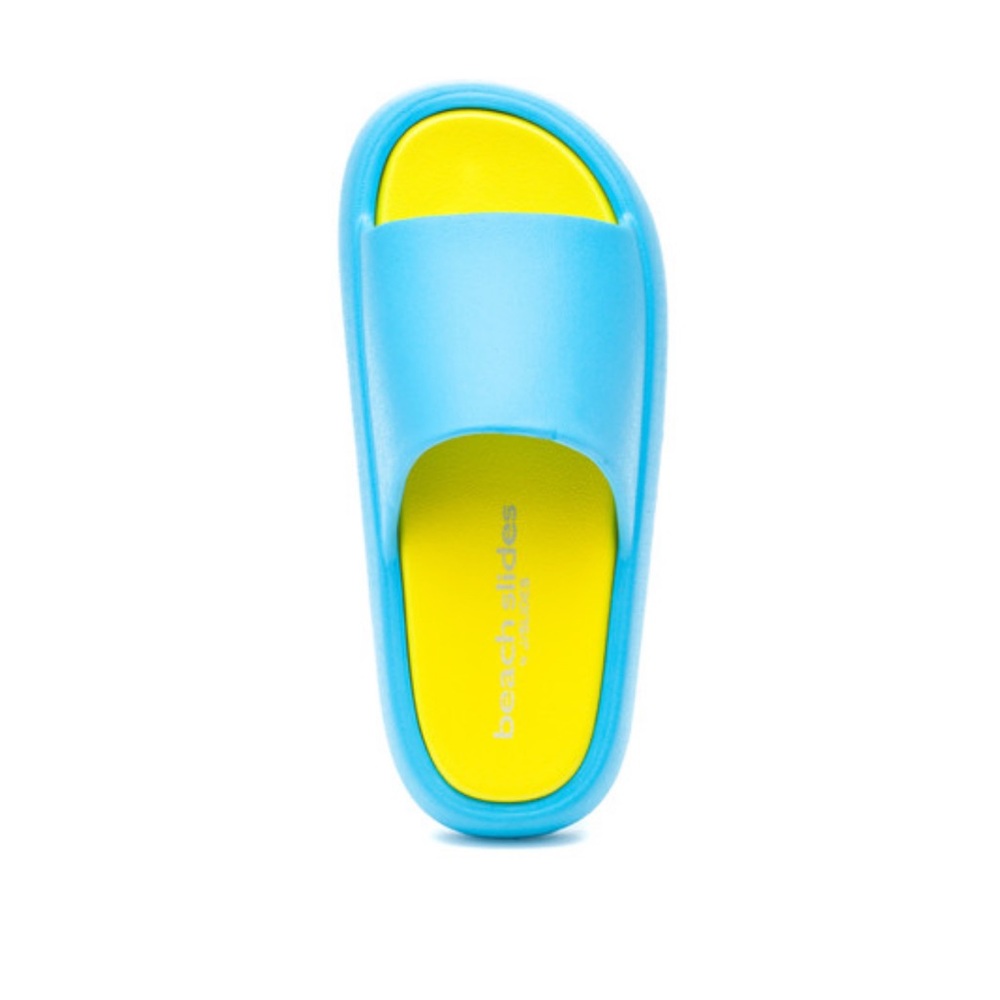 Beach slides by j/slides model “squish” in turquoise and yellow Sz 8m